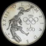 500 лир 1984 "XXIII летние Олимпийские игры в Лос-Анджелесе в 1984 г " (Сан-Марино)