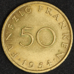 50 франков 1954 (Саарланд. Франция)