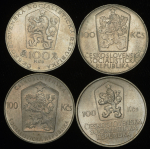 Набор из 4-х сер  монет (Чехословакия)
