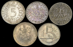 Набор из 5-ти сер. монет (cтраны Европы)