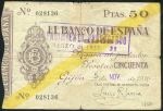 Чек 50 песет 1936 "El Banco de Espana" (Испания)