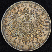 5 марок 1902 (Гамбург) J