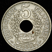 5 сантимов 1938 (Французский Индокитай)