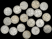 Набор из 19-ти сер. монет 5 копеек