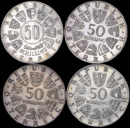 Набор из 4-х сер. монет 50 шиллингов (Австрия)