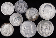 Набор из 8-ми сер. монет (Николай II)