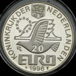 20 евро 1996 "400 лет со дня рождения Константейна Хёйгенса" (Нидерланды)