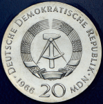 20 марок 1966 "250 лет со дня смерти Готфрида Вильгельма Лейбница"