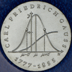 20 марок 1977 "200 лет со дня рождения Карла Фридриха Гаусса"