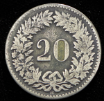 20 рапенов 1851 (Швейцария) BB