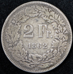 2 франка 1862 (Швейцария)