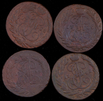 Набор из 12-ти медных монет 2 копейки (Екатерина II)