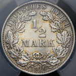 1/2 марки 1916 (Германия) (в слабе) Е