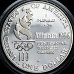 1 доллар 1996 "XXVI летние Олимпийские Игры 1996 года в Атланте: Теннис" (США)