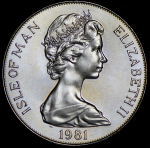 1 крона 1981 "Международный год инвалидов - Луи Брайль" (Остров Мэн)