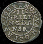 2 скиллинга 1663 (Дания)