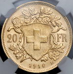 20 франков 1910 (Швейцария) (в слабе) В