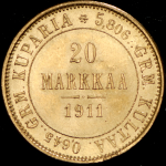 20 марок 1911 (Финляндия) L