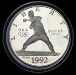 1 доллар 1992 "XXV Летние Олимпийские игры в Барселоне: Бейсбол" (США) S