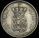 2 кроны 1937 "25 лет правления короля Кристиана X" (Дания)