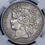 5 песет 1880 (Перу) (в слабе)