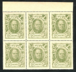 Лист из 6-ти марок 20 копеек 1915 (брак)