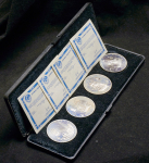 Набор из 4-х медалей "250-лет открытия Русской Америки" (в п/у)