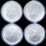 Набор из 4-х сер. монет 1 доллар 2007 "Времена года" (США) (с квитанцией)