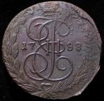 5 копеек 1788 ЕМ (брак: гладкий гурт)