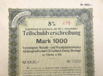 Долговое обязательство 1000 марок 1921 "Teilschuldverschreibung" (Германия)