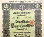 Облигация 500 марок 1920 "Dresdner Stadtanleihe" (Германия)