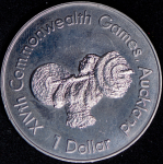 1 доллар 1989 "XIV Игры Содружества 1990 - Штангист" (Новая Зеландия)