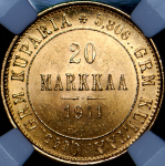 20 марок 1911 (Финляндия) (в слабе) L