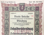 Облигация 10000 марок 1923 "Wurrzburg Schuldverschreibung" (Германия)