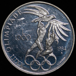 1000 лир 1984 "XXIII летние Олимпийские игры в Лос-Анджелесе" (Сан-Марино)