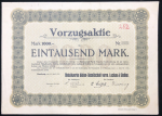 Акция на 1000 марок 1922 "Metallwerke Aktien-Gesellschaft vorm. Luckau & Steffen" (Германия)