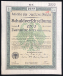 Облигация на 2000 марок 1922 "Anleihe des Deutschen Reichs" (Германия)