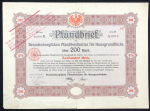 Залоговое письмо 200 марок 1912 "Branderburgischen Pfandbrieefamtes fur Hausgrundftucke" (Германия)