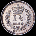 1 1/2 пенни 1834 (Великобритания)