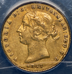 1/2 соверена 1861 (Австралия) (в слабе)
