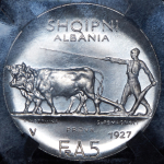 5 франга ари 1927. Пробные (Албания) (в слабе)