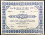 Акция 1000 марок 1923 "Hamburg Handels Bank" (Германия)