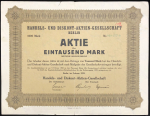 Акция 1000 марок 1923 "Handels und diskont" (Германия)