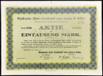 Акция 1000 марок 1923 "Metallwerke. Luckau & Steffen" (Германия)