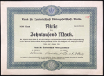 Акция 10000 марок 1923 "Bank fur Landwirtschaft" (Германия)