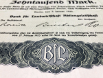 Акция 10000 марок 1923 "Bank fur Landwirtschaft" (Германия)