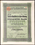 Долговое обязательство 1000 марок 1923 "Verkehrs und Industriewerte in Berlin" (Германия)