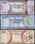 Набор из 3-х бон долларов (Гайана)