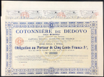 Обязательство 500 франков 1913 "Cotonniere de Dedovo pres Moscou"