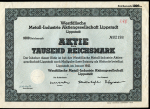 Акция на 1000 марок 1942 "Westfalische Metall-Industrie Aktiengesellschaft Lippstadt" (Германия)